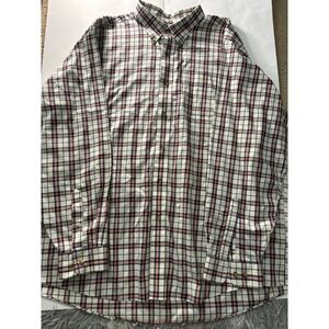LL Bean XXL Plaid Button Down Shirt Mens Traditional Fit Cotton Long‎ Sleeve